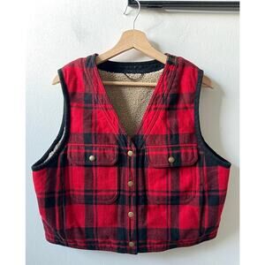 Banana Republic reversible wool sherpa buffalo plaid vest size large